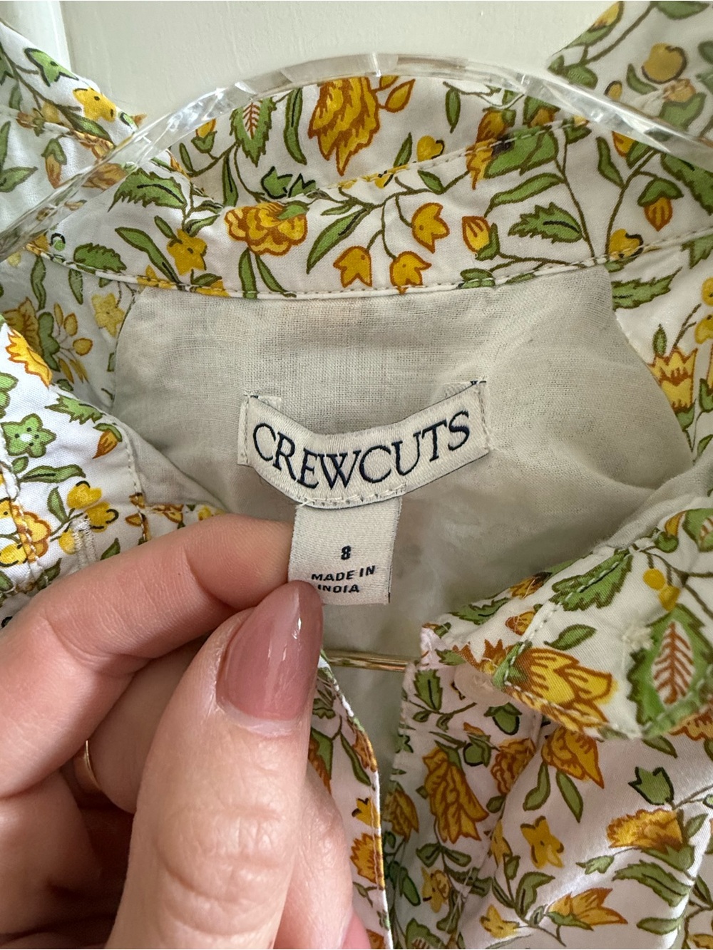 Crewcuts White Floral Button-Up Shirt with Yellow & Green Print